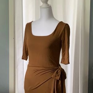 Casual Faux Wrap Dress - Cocoa - Final Touch